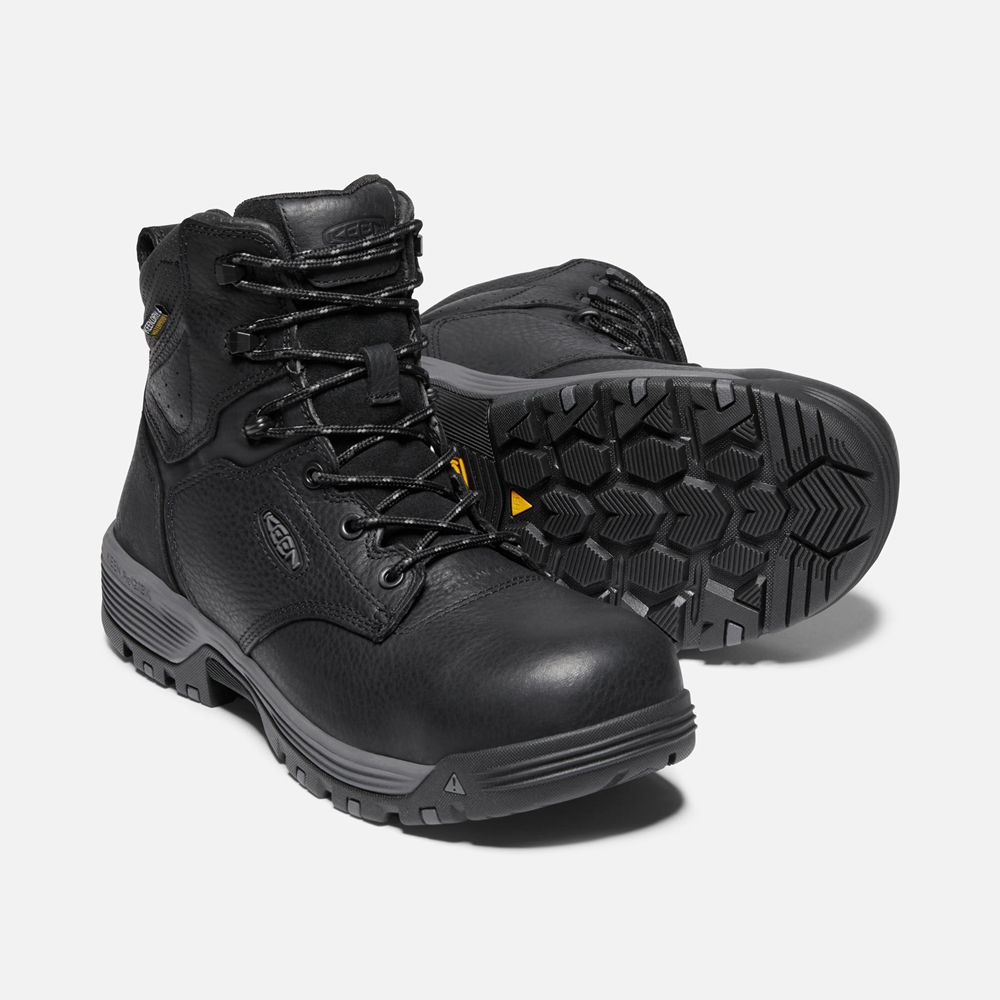 Cizme Keen Romania Barbati Negrii Chicago 6\" Waterproof (Carbon-Fiber Toe) 8163-SXKYU